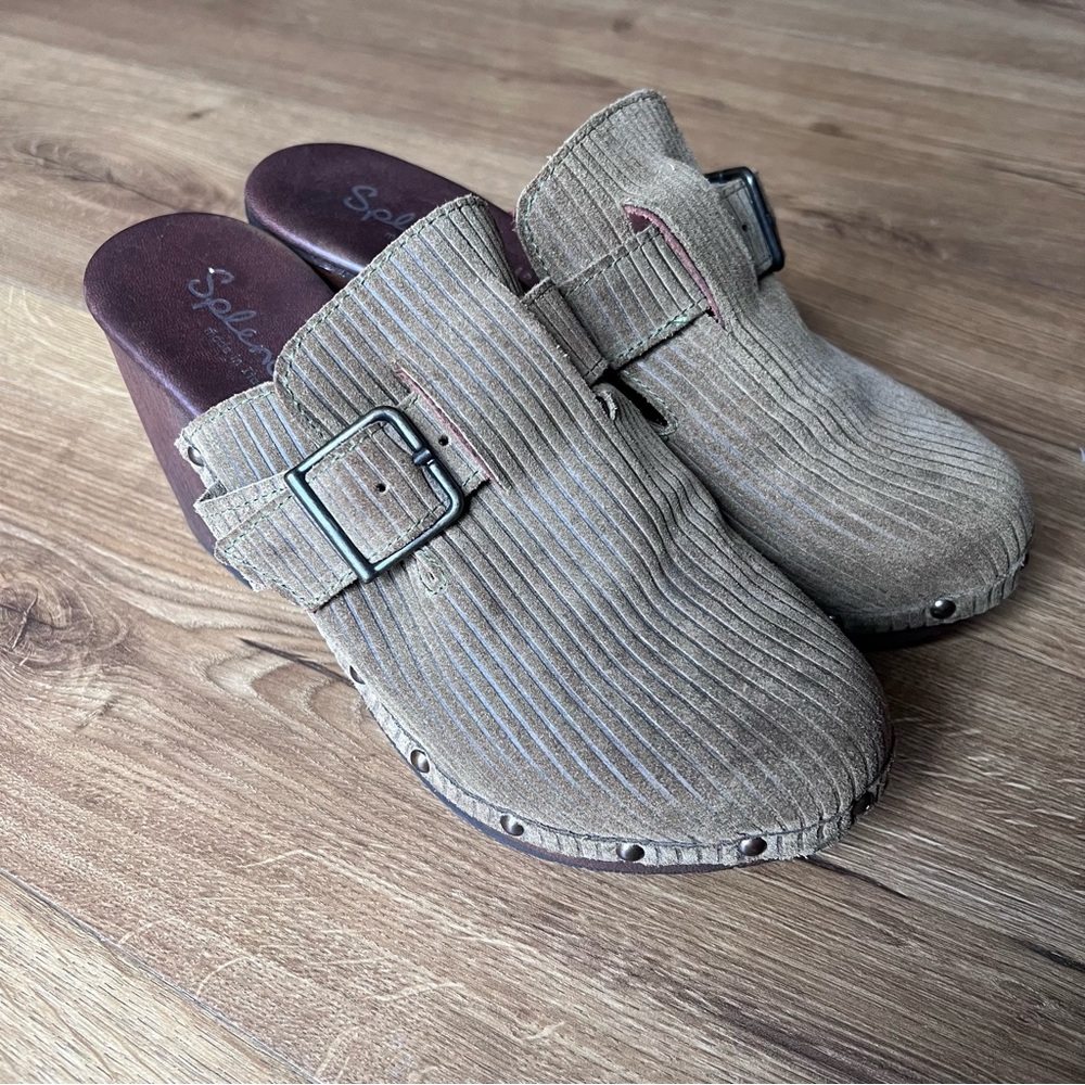 Splendid Brown Corduroy Clogs Women’s 8.5 Made in Italy 3.5” Heel